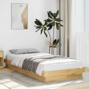 Bed Frame Natural Oak Solid Oak Wood Twin Bed Frame Rec...