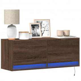 TV Wall Cabinet Brown oak Engineered wood Medium Floati...