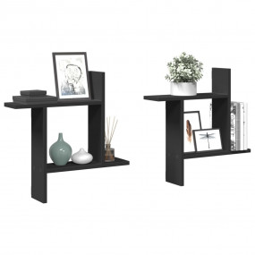 Wall Shelf Black Engineered Wood Medium Wall mounting