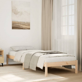 Bed Frame Natural Wood Solid Pine Wood Twin Sturdy Bed ...