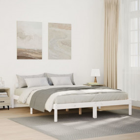 Bed Frame White Solid pine wood Double/Extra Long Extra...