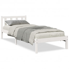 Bed Frame White Solid pine wood Single, 31.5 x 82.7 in ...