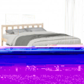 Bed Frame Natural Pine Solid pine wood 55.1x82.7 in Bed...