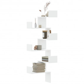 Wall Corner Shelf White Engineered Wood 17.7 x 17.7 x 5...