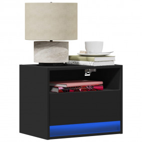 Wall-mounted Nightstand Set of 2 Black Engineered wood ...