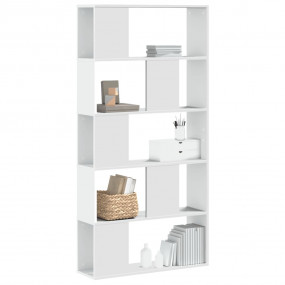 Bookcase White Engineered wood 5-Tier Bookcase Rectangu...