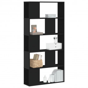 Bookcase Black Engineered wood 5-Tier Bookcase Rectangu...