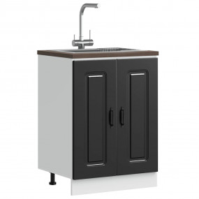 Sink Base Cabinet Black Engineered Wood Medium Adjustab...