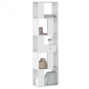 Bookcase White Engineered Wood 5-Tier, 18 x 9.3 x 64.0 ...