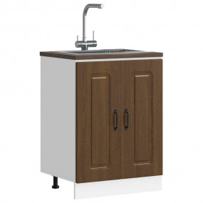 Sink Base Cabinet Brown Oak Engineered Wood Medium