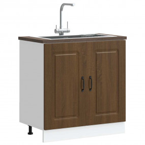 Sink Base Cabinet Brown Oak Engineered Wood 31.5x18.1x3...
