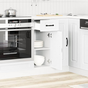 Kitchen Base Cabinet White Engineered Wood Medium Adjus...