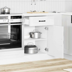 Kitchen Base Cabinet High Gloss White Engineered Wood S...