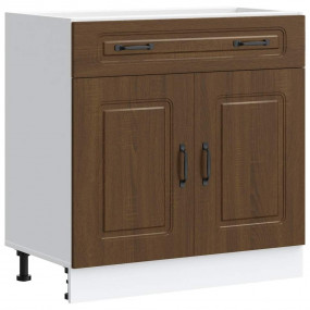 Kitchen Base Cabinet Brown Oak Engineered Wood Medium