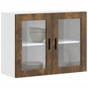 Kitchen Wall Cabinet Smoked oak Engineered wood and gla...
