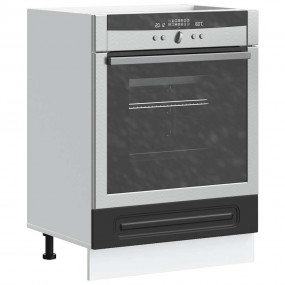 Oven Cabinet Black Engineered Wood Compact Height Adjus...