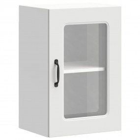Kitchen Wall Cabinet White Engineered Wood and Glass St...