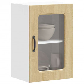 Kitchen Wall Cabinet Sonoma oak Engineered wood and gla...