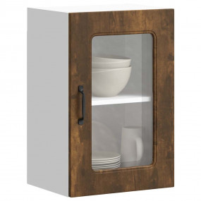 Kitchen Wall Cabinet Smoked oak Engineered wood and gla...
