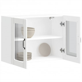 Kitchen Wall Cabinet White Engineered wood and glass
