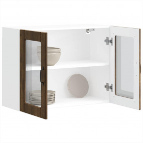 Kitchen Wall Cabinet Smoked oak Engineered wood and gla...