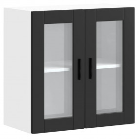 Kitchen Wall Cabinet Black Engineered wood and glass Me...