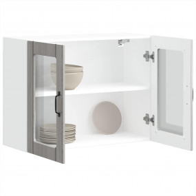 Kitchen Wall Cabinet Grey sonoma Engineered wood, Glass