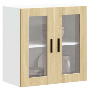 Kitchen Wall Cabinet Sonoma oak Engineered wood and gla...
