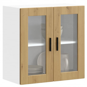 Kitchen Wall Cabinet Artisan Oak Engineered wood and gl...