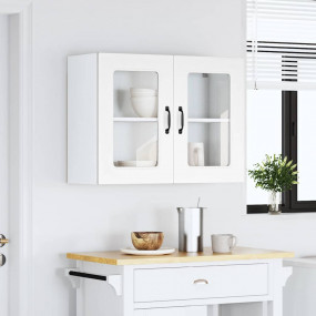 Kitchen Wall Cabinet White Engineered wood and glass Me...