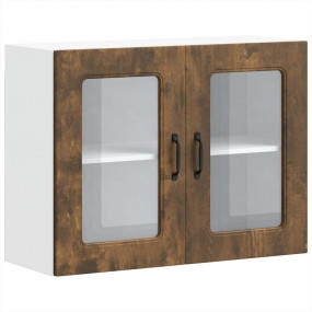 Kitchen Wall Cabinet Smoked oak Engineered wood and gla...