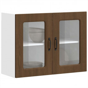 Kitchen Wall Cabinet Brown oak Engineered wood, glass