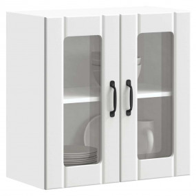 Kitchen Wall Cabinet White Engineered wood and glass
