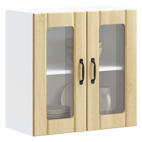Kitchen Wall Cabinet Sonoma oak Engineered wood and gla...