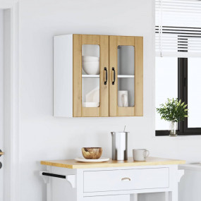 Kitchen Wall Cabinet Artisan Oak Engineered wood and Gl...
