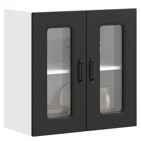 Kitchen Wall Cabinet Black Engineered wood, Glass Mediu...