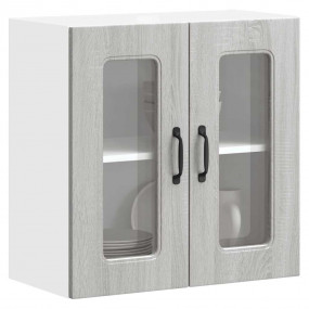 Kitchen Wall Cabinet Grey sonoma Engineered wood and gl...
