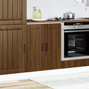 Sink Base Cabinet Brown Oak Engineered Wood Medium