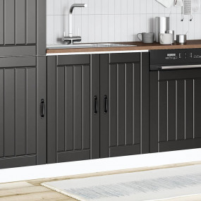Sink Base Cabinet Black Engineered Wood Medium Adjustab...