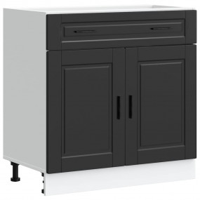 Kitchen Base Cabinet Black Engineered wood Medium Adjus...