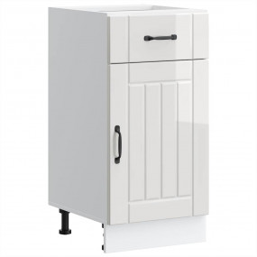 Kitchen Base Cabinet Shiny White Engineered Wood Medium