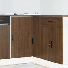 Sink Base Cabinet Brown Oak Engineered Wood Medium