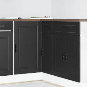Kitchen Base Cabinet Black Engineered wood Medium Adjus...