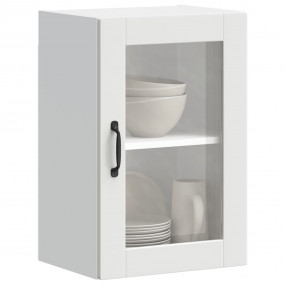Kitchen Wall Cabinet White Engineered wood and glass