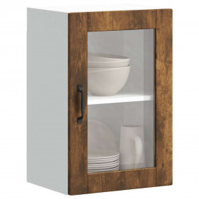 Kitchen Wall Cabinet Smoked Oak Engineered wood, glass ...