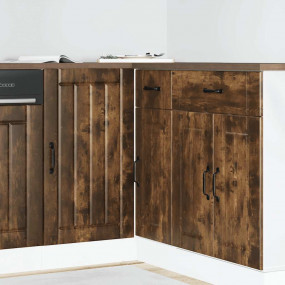 Sink Base Cabinet Smoked Oak Engineered Wood Medium