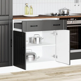 Kitchen Base Cabinet Black Engineered wood Medium Adjus...