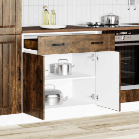 Kitchen Base Cabinet Smoked Oak Engineered Wood
