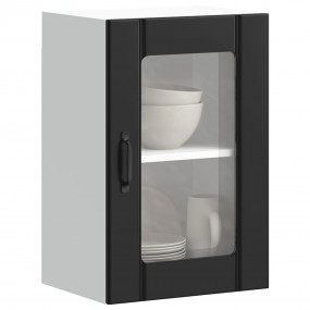Kitchen Wall Cabinet Black Engineered wood and glass