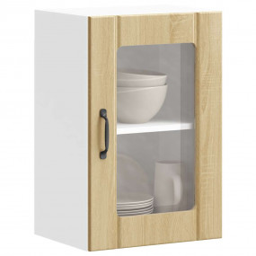 Kitchen Wall Cabinet Sonoma oak Engineered wood and gla...